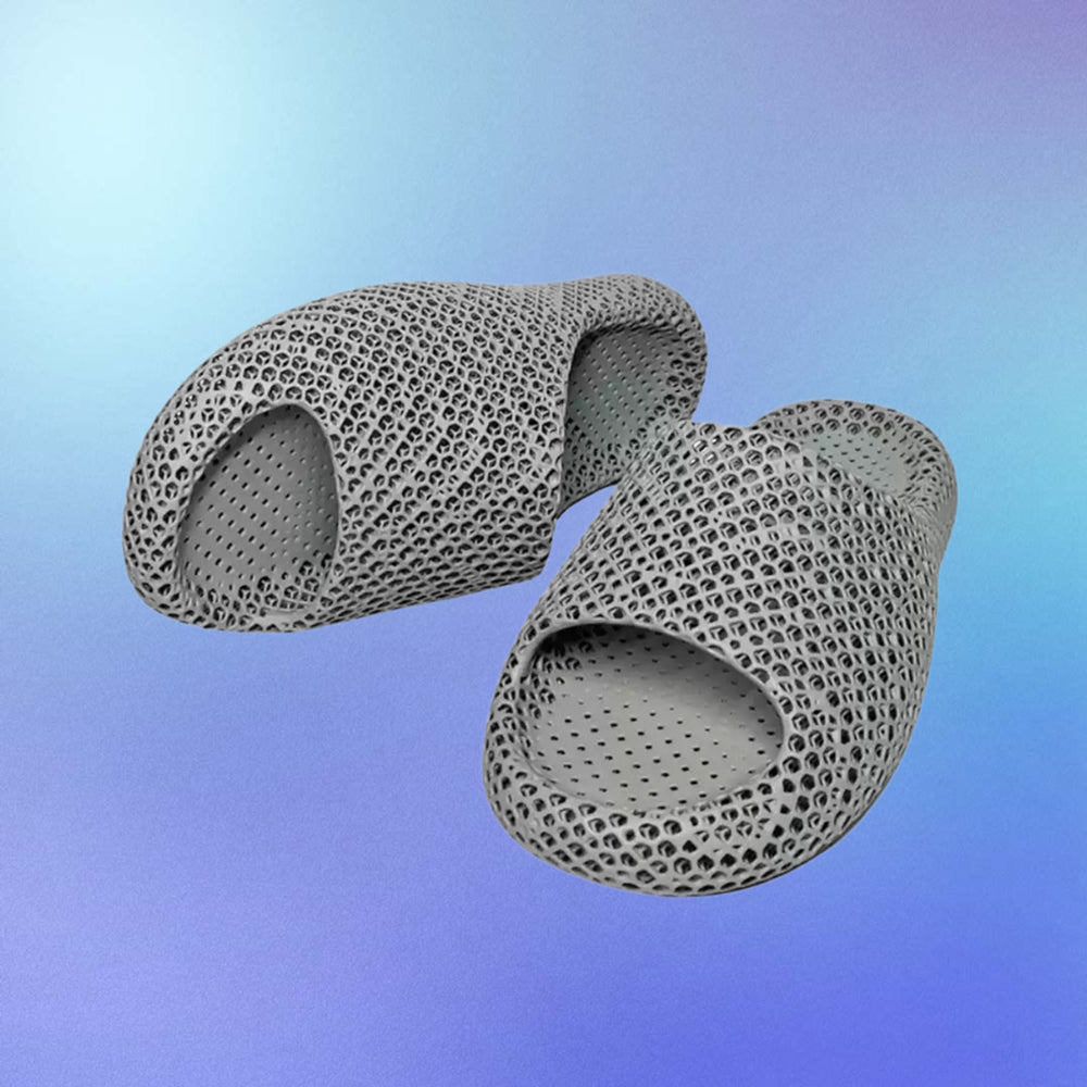 3D Printed High-Elastic Hollow Sports Slippers for Urban outing & Sports Recovery Silver