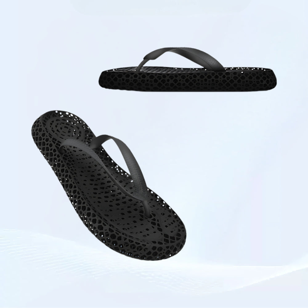 3D Printed Non-Slip Flip Flops for Home and Beach Black