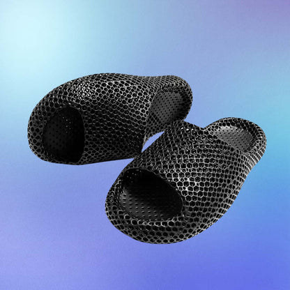 3D Printed High-Elastic Hollow Sports Slippers for Urban outing & Sports Recovery Black